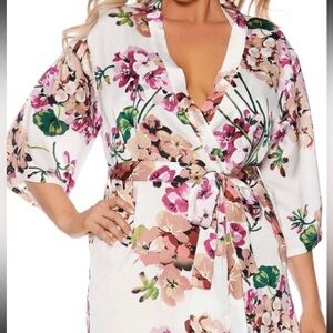 Floral Charmeuse Kimono Robe L/XL
